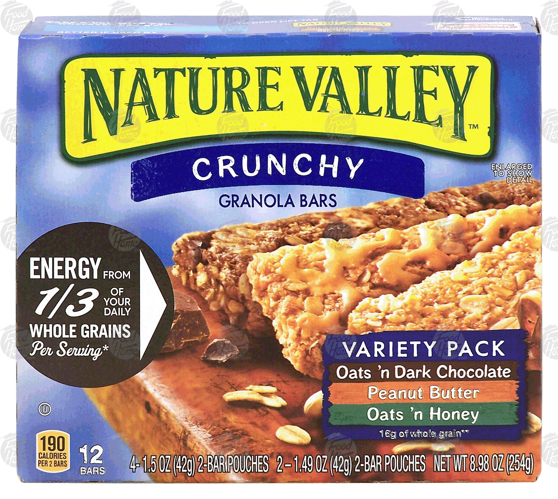 Nature Valley Crunchy granola bars, variety pack, oats 'n dark chocolate, peanut butter, oats 'n honey, 2-bar pouches Full-Size Picture